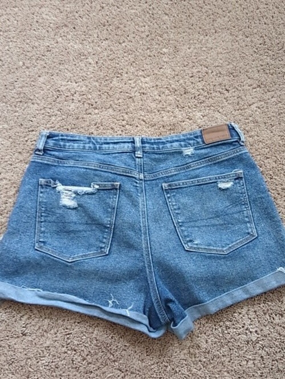 American Eagle Outfitters Blue Distressed Cuffed Denim Shorts - Picture 4 of 5